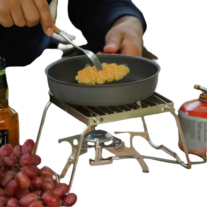 Parrilla de Camping Plegable de Acero Inoxidable Combinación Portátil de Fuego de Bonfire y Estufa de Madera para Exteriores - 1