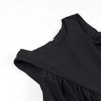 OUWU- Blusa plisada a la moda para mujer, sin mangas, cuello redondo, Top elegante, camisa femenina, prenda de moda - details 8