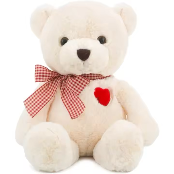 Oso de Peluche Blanco de Pequeño Corazón Regalo Suave para San Valentín - 1