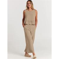 Conjuntos de dos piezas de verano para mujer, jersey informal sin mangas, tops y pantalones sueltos para mujer - details 3