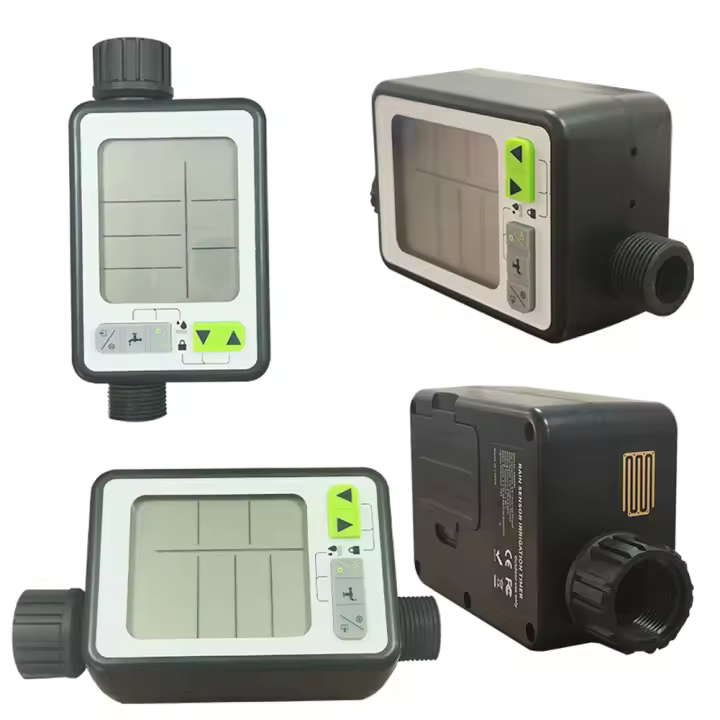 Temporizador de riego de jardín resistente al agua, programa múltiple controlador de riego automático operado por batería Sensor de lluvia pantalla grande - 1