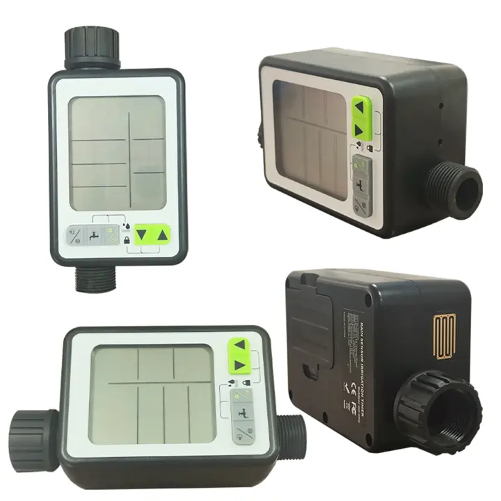 Temporizador de riego de jardín resistente al agua, programa múltiple controlador de riego automático operado por batería Sensor de lluvia pantalla grande - 1