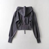 Sudadera con capucha holgada de manga larga de estilo corto, cintura alta, doble, deportiva, moda, camisa nueva - details 14