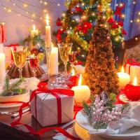 Ramo de Flores Artificiales Brillantes 5Pcs Guirnaldas Navideñas para Hogar - details 3