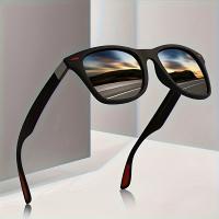 1pc Gafas cuadradas polarizadas retro para hombres y mujeres - Marco de plástico duradero, lente degradada antirreflectante, bisagras ajustables, ideal para correr y actividades al aire libre, deportes de escalada - details 0