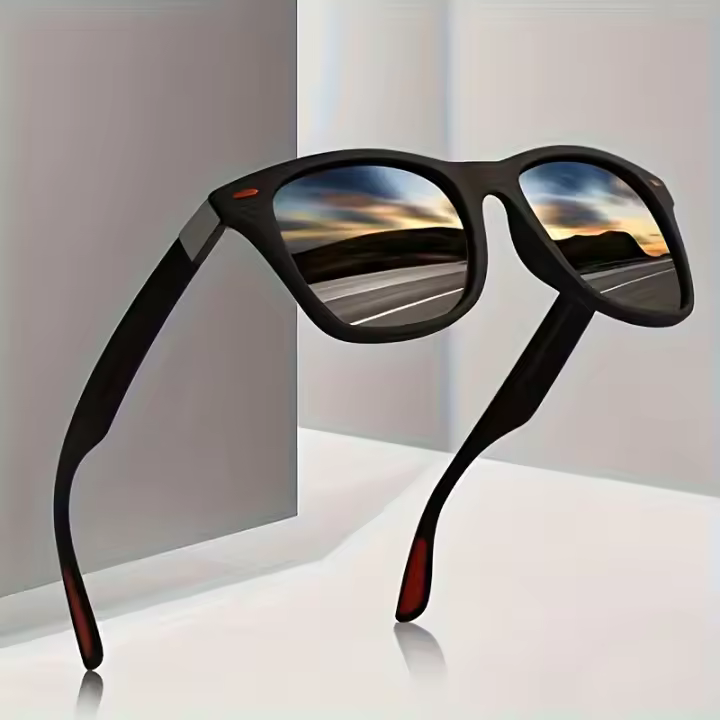 1pc Gafas cuadradas polarizadas retro para hombres y mujeres - Marco de plástico duradero, lente degradada antirreflectante, bisagras ajustables, ideal para correr y actividades al aire libre, deportes de escalada - 1