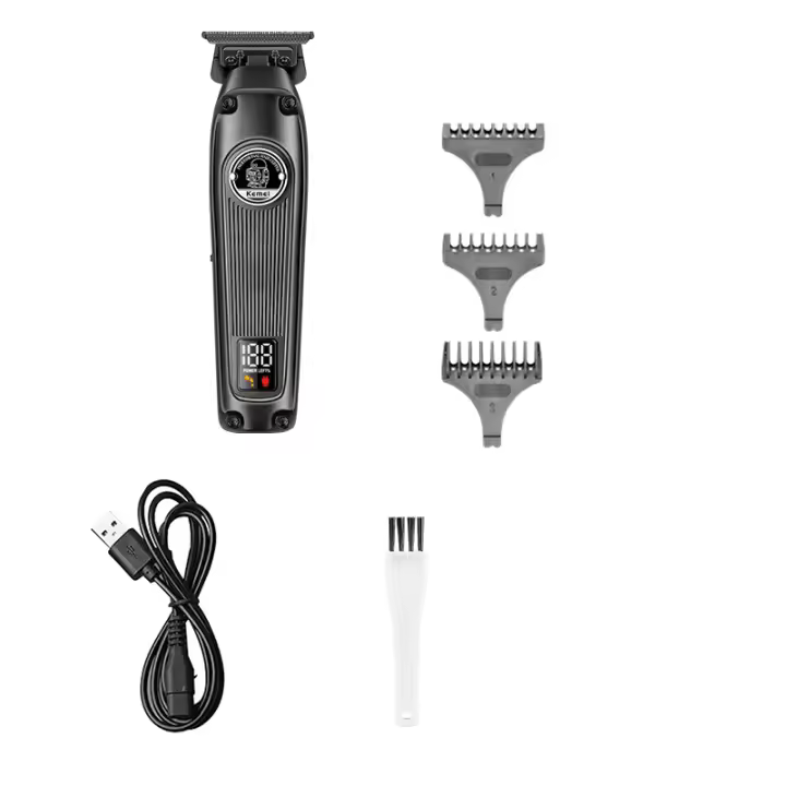 Kemei-recortadora de pelo inalámbrica para Barbero profesional, Motor sin escobillas, cortapelos, máquina eléctrica de corte con acabado calva - 1