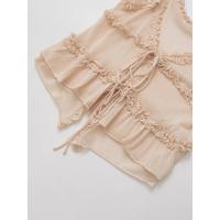 ZOCI- Top corto de verano para mujer, Top informal sin mangas con volantes y diseño plegable, camisola atada de longitud corta - details 3