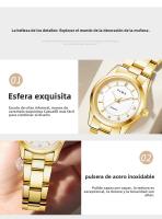 Reloj para Mujer de Acero Inoxidable 2025 Diseño Nórdico Minimalista, Esfera Dorada Luminiscente, Movimiento MIYOTA Japonés, 3ATM Impermeable, Ideal para Ejecutivas y Regalos de Lujo - details 9