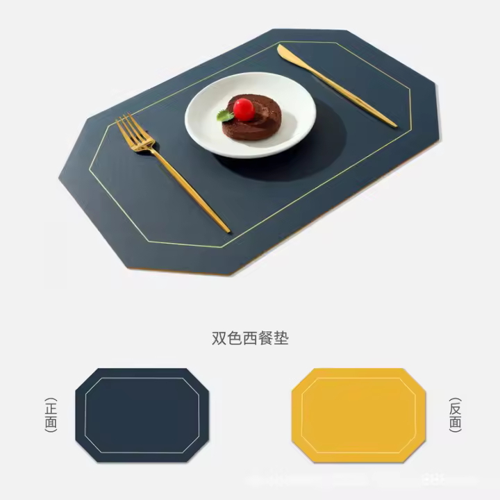 Manta de Mesa de Cuero de Doble Capa A Prueba de Aceite Diseño Sólido Estilo Nórdico Occidental - 1