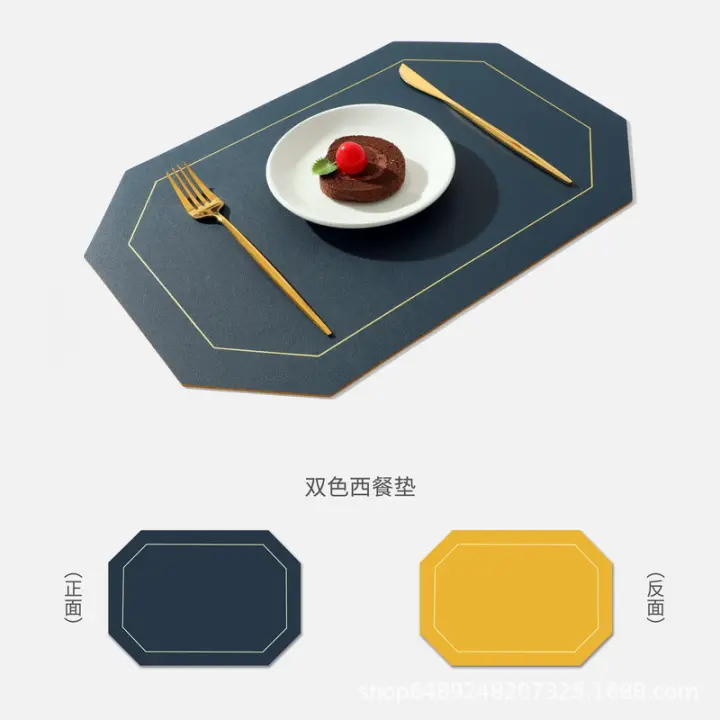 Manta de Mesa de Cuero de Doble Capa A Prueba de Aceite Diseño Sólido Estilo Nórdico Occidental - 1