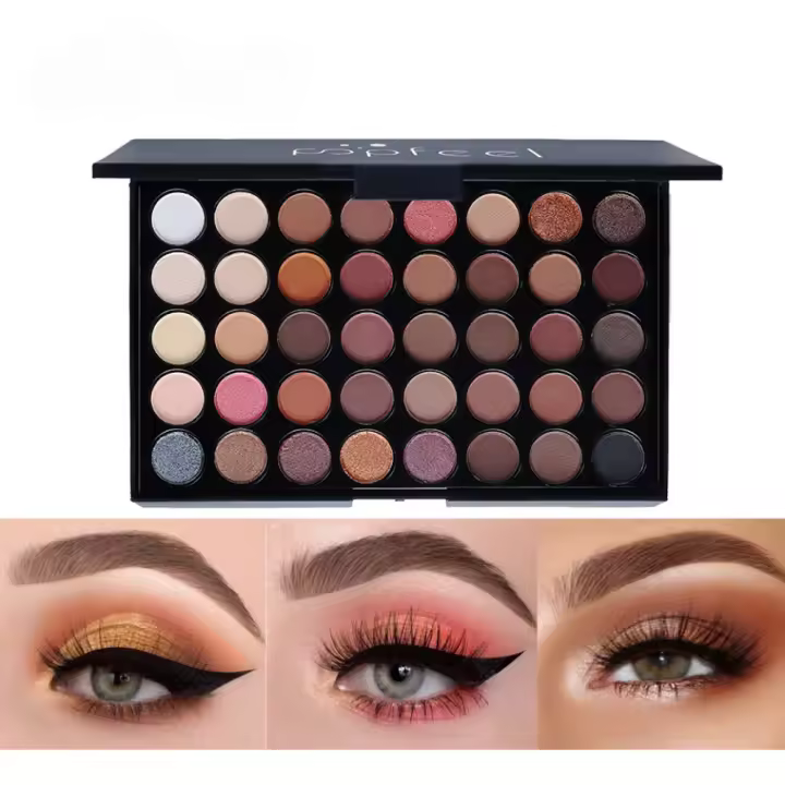 40 sombras de ojos mate nacarado, colores tierra caramelo, maquillaje de escenario y estudio - 1