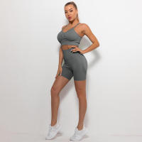 Conjunto de Yoga Sin Costuras para Mujeres Bra y Shorts Ropa De Gimnasio de Cintura Alta - details 13