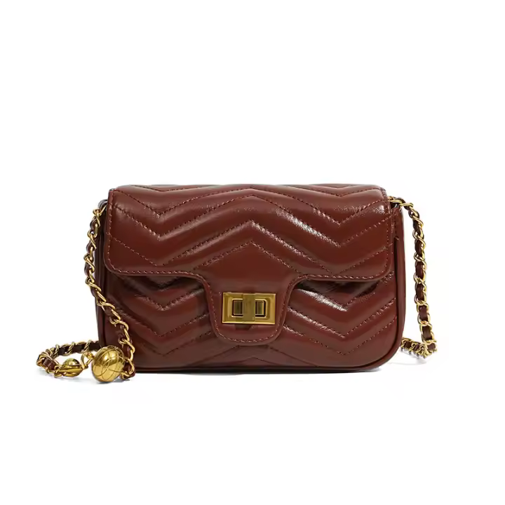 Bolso de Mujer de Cuero de Vaca de Primera Calidad Bolso Cuadrado Pequeño de Mensajero de Cadena de Lujo Ligero de Alta Gama de Viaje - 1