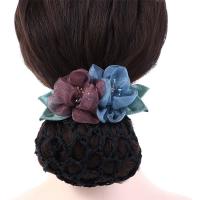 Asistente de vuelo enfermeras personal del banco cristal Crochet estilo coreano tocado flor moño red redecilla mujeres horquilla accesorios para el cabello - details 7