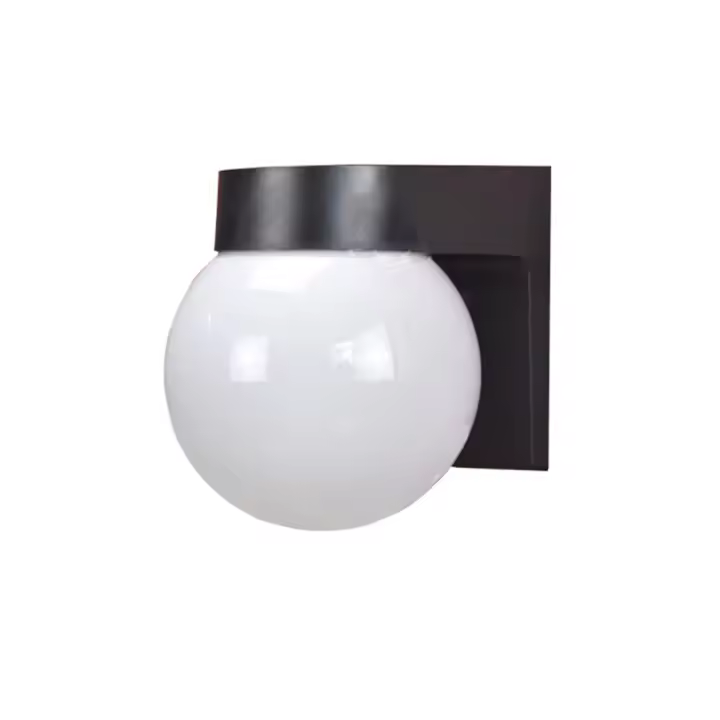 Luz led moderna para porche al aire libre, Base de PC blanca y negra, pantalla de lámpara acrílica lechosa, bola E27, lámpara de pared para exteriores - 1