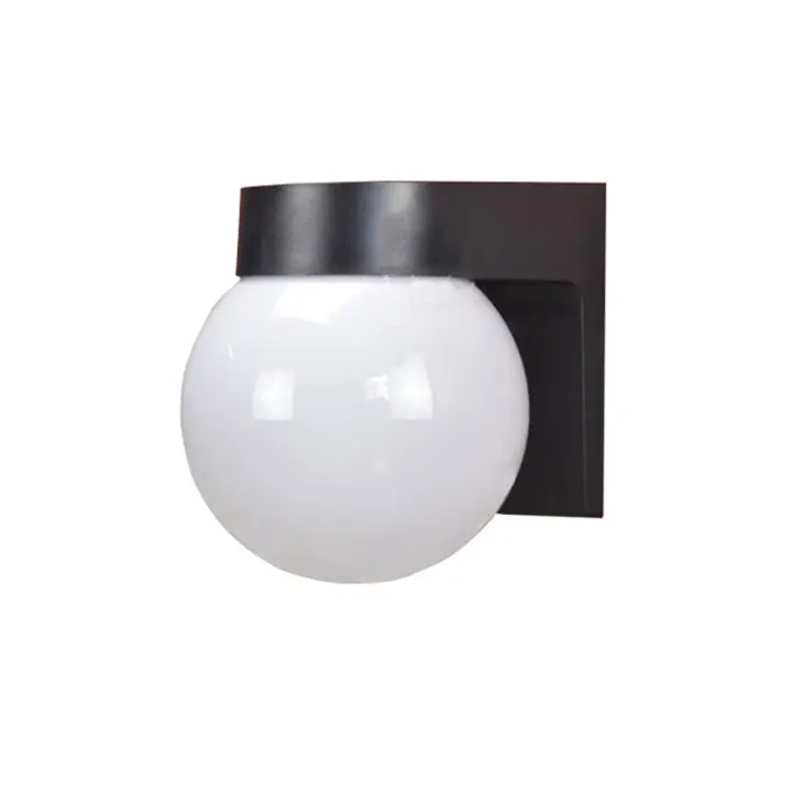 Luz led moderna para porche al aire libre, Base de PC blanca y negra, pantalla de lámpara acrílica lechosa, bola E27, lámpara de pared para exteriores - 1