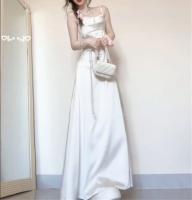 Elegante Vestido de Princesa de Sátén Ligero de Boda Moda de Mujer para Primavera-Verano - details 3