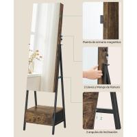 Armario de Joyas con Espejo LED, Joyero con Cerradura, Organizador con Cajón y Estante, Idea de Regalo, Blanco Nube JJC025W01, 41.5x37x157cm - details 8