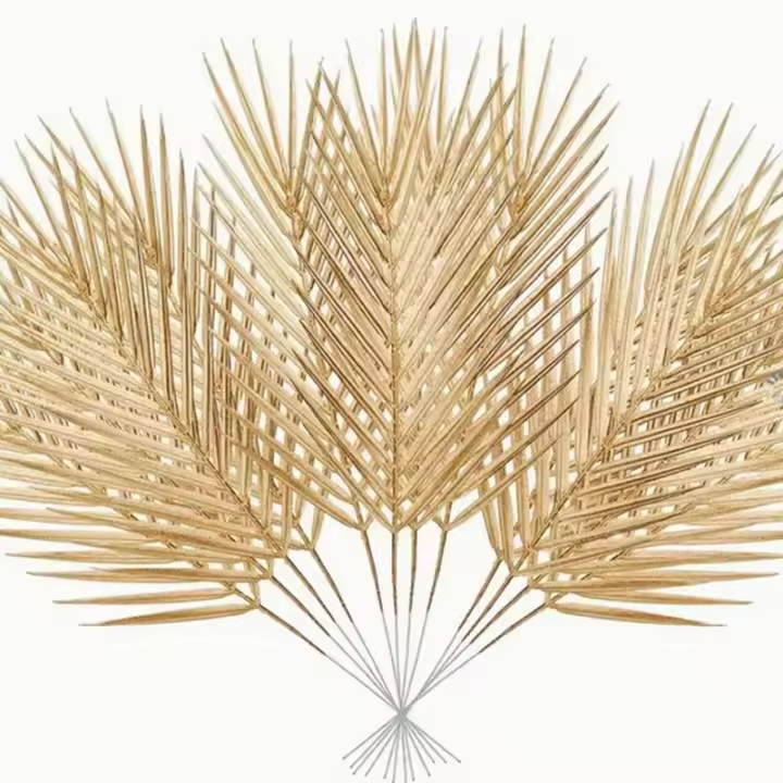5 hojas artificiales de palma dorada, plantas tropil falsas para decoración para fiesta de boda en el hogar y el jardín - 1