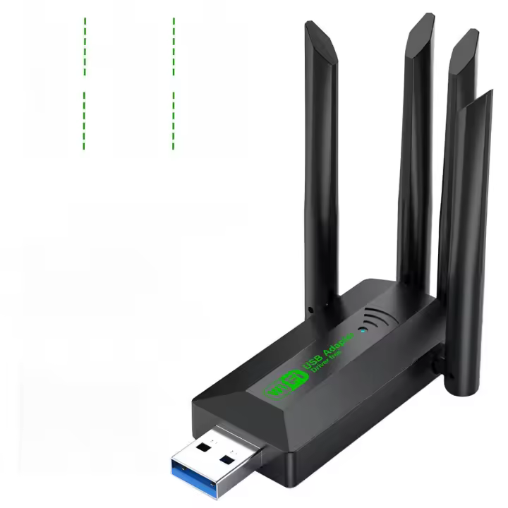 Adaptador WiFi WiFi USB 3.0 stick 1300Mbps dongle de doble banda 4 antenas para PC AH - 1