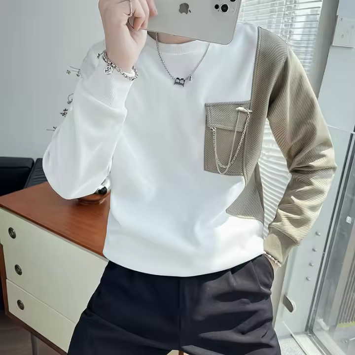 Camiseta de Otoño para Hombres Diseño de Moda Ligero Material de Algodón - 1
