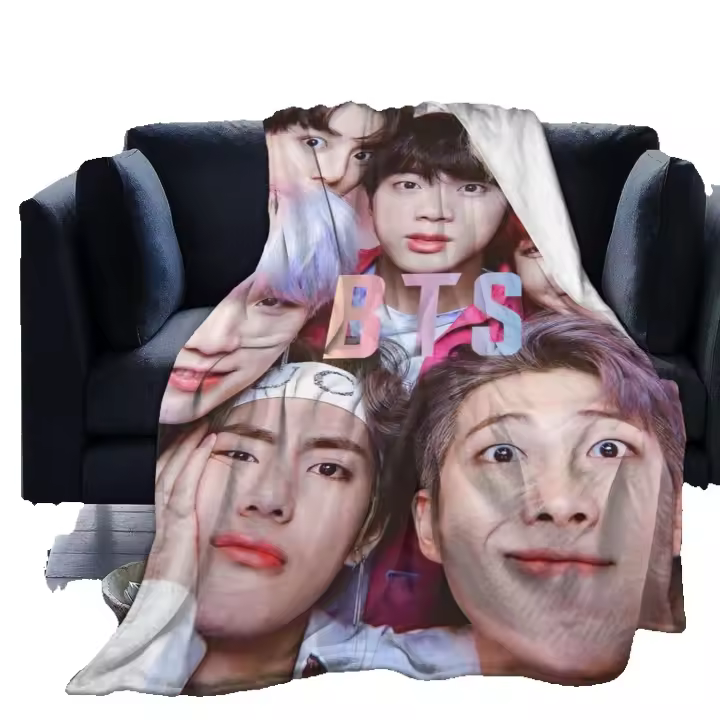 BTS Army BTS Fan Art manta de franela cálida de peso ligero, Ultra suave, sofá, sofá, manta difusa para viajar, Camping, hogar, X253 - 1