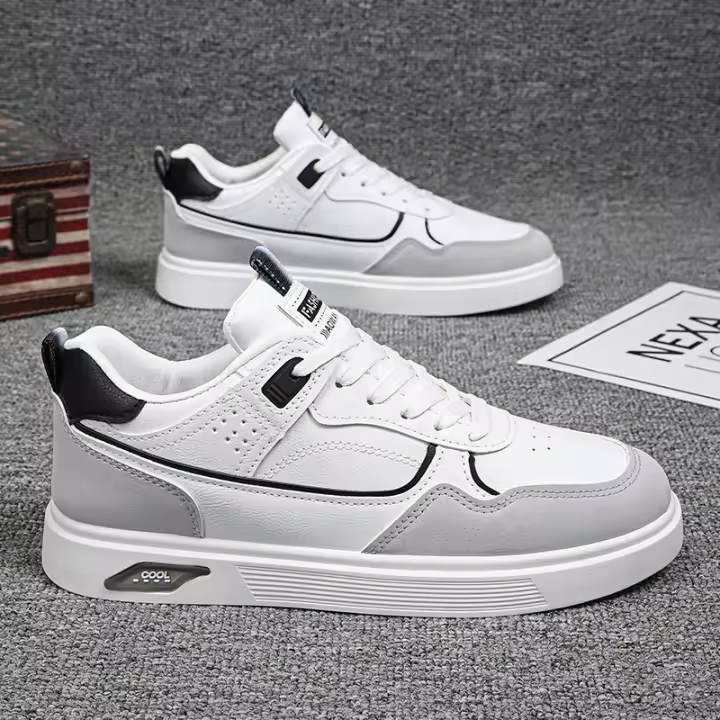 Pequeños zapatos blancos otoño de los hombres nuevos zapatos de los hombres zapatos de la junta deportiva de moda zapatos de cuero casuales bajos de los hombres zapatos de moda de los hombres - 1