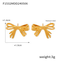 Prevenir La Alergia de Arce inoxidable de 18 Quilates Chapado Charm Joyería 2025 Estilo Caliente impermeable de oro Bowknot Bow nude Stud Pendientes - details 5