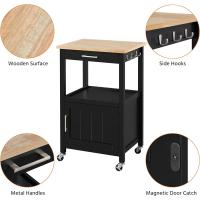 Carro de Cocina Carrito de Servicio con Ruedas Carro Auxiliar con Espacio de Almacenamiento Carro Cocina Comedor Hogar Negro - details 4