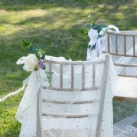 2 uds flor de seda silla de boda flor trasera hecha a mano silla de pasillo rústica flor Artificial estilo nórdico Pew arcos flor - details 1