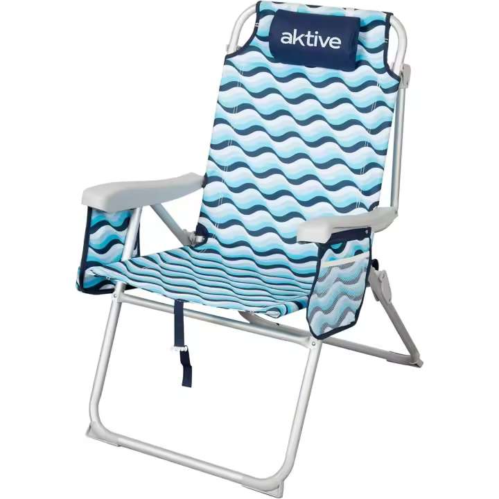 playa plegable superresistente c/cojín, bolsa y bolsillo 47x63x99 cm, Azul - 1