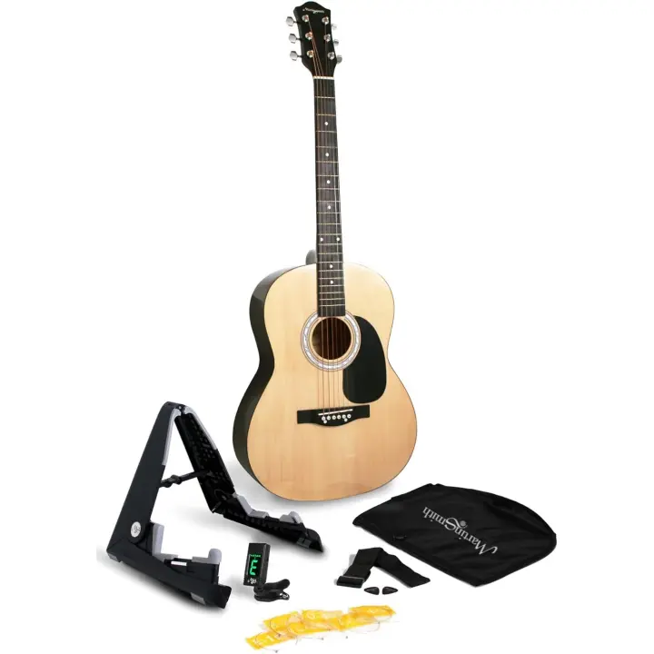 guitarra acústica de Martin Smith con guitarra acústica de tamaño completo, soporte, afinador, bolsa de guitarra, correa y púas - 1