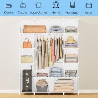 Armario Modular, Guardarropa portátil de 20 Compartimentos para Dormitorio, Armario con Barra para Colgar Ropa, Compartimentos más Profundos Aptos para Perchas - details 3