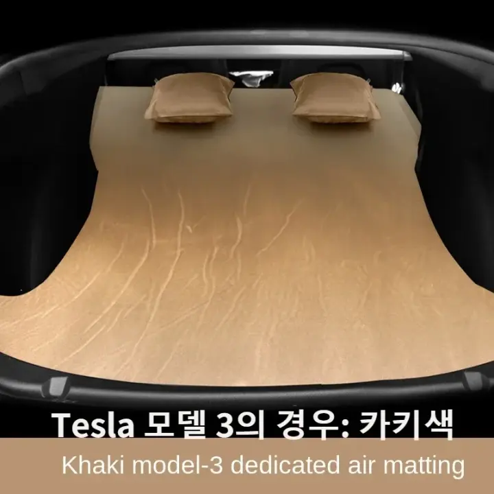 Colchón de aire inflable para acampada al aire libre, cama de viaje especial de tela de gamuza para coche, para Tesla Model 3 Mo - 1