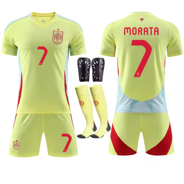 bambino2024 España visitante Copa de Europa No. 19 Yamal Pareja de Fútbol 7 Morata 17 Nico Jersey Ormo - 1