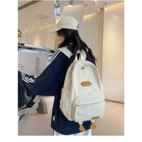 Dibujos animados estilo japonés ins lindo patito mochila femenina de pana informal mochila de campus estudiante universitario de secundaria. - details 9
