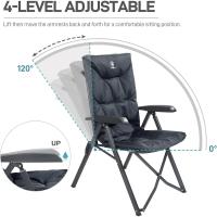 Silla de Camping Plegable Capacidad de 150 kg Respaldo Alto tamaño pequeño Plegable Silla de jardín Acolchada de Lujo con 4 Posiciones, Silla de Pesca Ajustable para balcón - details 11