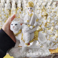 Estatua india difícil de acercar a la madre Durga, montando un tigre y un león, ofreciendo fábrica de adornos de vidrio de agua de resina - details 7