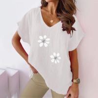 Camisetas estampadas con cuello en v para mujer, tops de verano - details 2