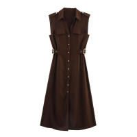 Vestido Midi sin Mangas de Verano 2025 Diseño de Cintura en Punto, Falda Grande, Moda Casual de Alta Gama para Mujeres - details 2