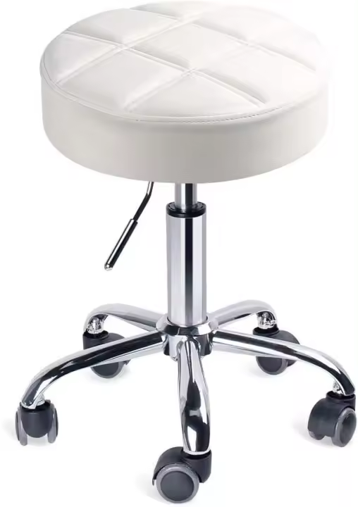 de Bar Taburete de Cocina Silla de Trabajo Acolchado con Ruedas Tapizado en Cuero de Imitación Altura Ajustable (Marrón Oscuro) - 1