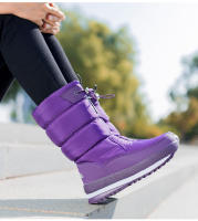 Botas de nieve de terciopelo para mujer, botas de algodón casuales gruesas de caña media cálidas antideslizantes - details 12