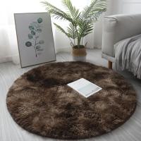 Alfombra peluda redonda pequeña con estampado de teñido anudado, tapete colorido antideslizante para sala de estar y dormitorio, alfombrilla suave para el suelo de invierno, 40/60cm - details 1
