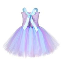 Vestido de sirena para niñas, vestido de fiesta de princesa de Halloween, falda tutú de tul de malla arcoíris, escala de pez de lentejuelas tres - details 14