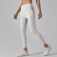 Hmidou-mallas de gimnasio con bolsillos para mujer, pantalones de Yoga, Fitness, cintura alta, Control de barriga, correr, entrenamiento - details 5