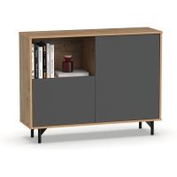 Taburete de Almacenamiento de Madera Roble Blanco Diseño de 2 Puertas y 1 Hueco - details 18