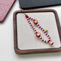 Encanto de Teléfono con Colgante de Frutas Hecho a Mano Cinturón de Felpa Blanco Rojo con Cuentas de Abalorios para iP 11 Airpods Auriculares - details 2