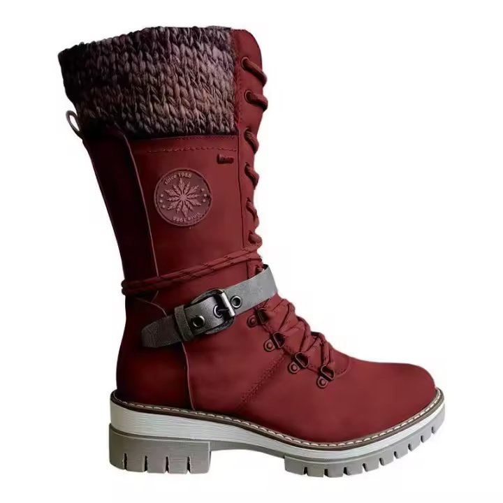 Botas de nieve de otoño invierno de talla grande para mujer, tacón grueso, estilo europeo y americano - 1
