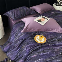 Svetanya Juego de Ropa de Cama con Diseño Floral Pastoral en Amarillo y Morado Tamaño Queen y King Algodón Egipcio Ajustable - details 25